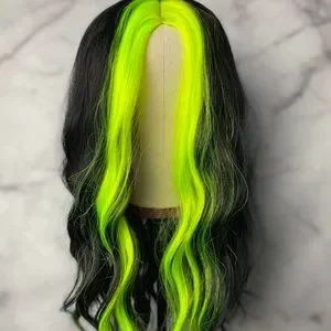 Sheer Beauté Jewelry Hair Short Bob Neon Green Black Wig